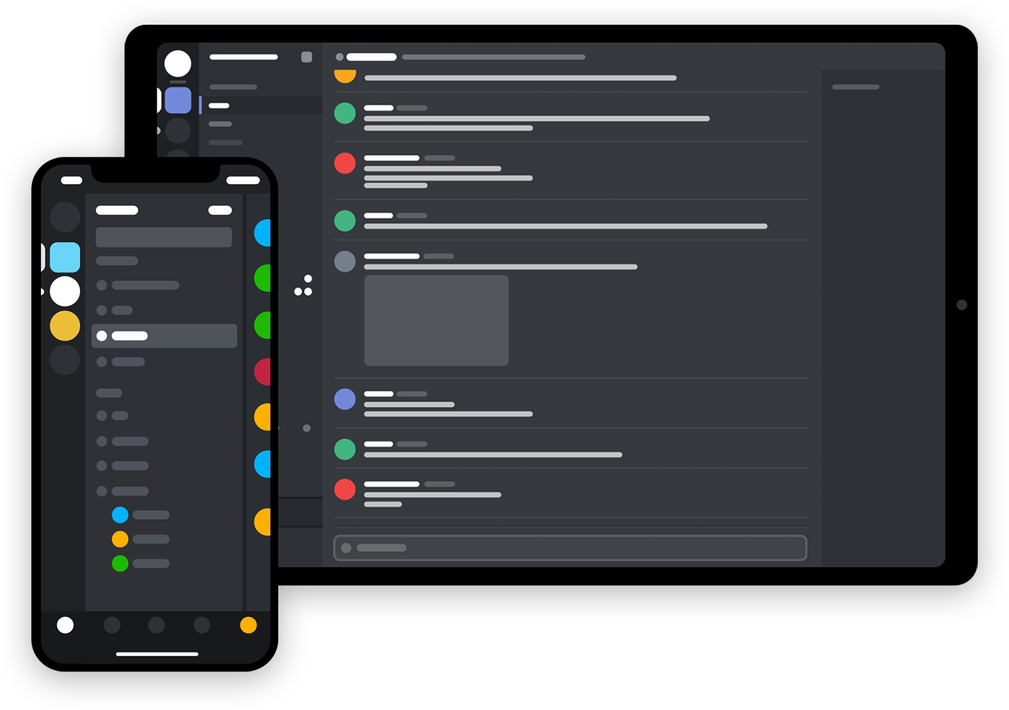 Discord phone and tablet mockup